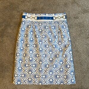Antonio Melani Blue embroidered Bertie Pencil Skirt W/ Decorative Waistband Sz4